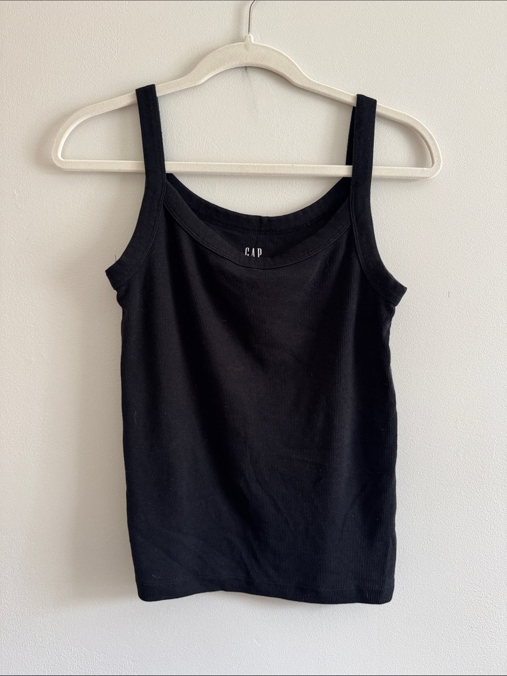 GAP Black Ribbed Tank — Slim Strap Women's Tank